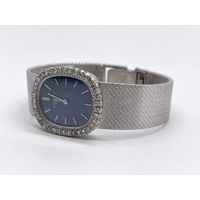 Large View Patek Philippe Ellipse 18K White Gold Diamond Set Ladies Bracelet Watch 21mm