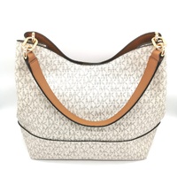 Michael Kors Vanilla Zip Pocket Handbag Signature Canvas Leather Trim