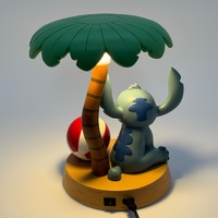 Large View Disney Lilo & Stitch Beach Lamp Palm Tree Bedside Light Collectible