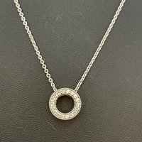 Ladies 925 Sterling Silver Belcher Link Chain & Round Pendant Necklace