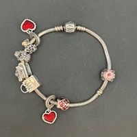 Ladies 925 Sterling Silver Pandora Snake Link Charm Bracelet