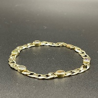 Ladies 9ct Yellow Gold Curb Link Multi Stone Bracelet
