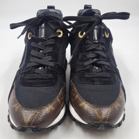 Louis Vuitton Run Away Sneakers Womens 36 Black Suede with Certificate