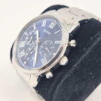 Guess W1309G1 Hendrix Silver Blue Dial Chronograph Mens Stainless Steel Watch