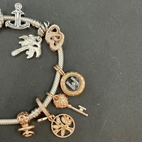 Ladies 925 Sterling Silver Snake Link Charm Bracelet