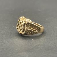 Mens 9ct Yellow Gold Shield Ring