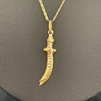 Unisex 18ct Yellow Gold Anchor Link Chain & Sword Pendant