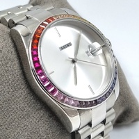 Saint Morta De Couler Silver Iced Rainbow Mens Watch Quartz Steel