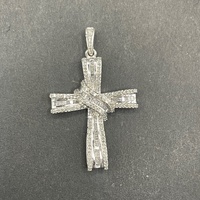 Ladies 925 Sterling Silver Natural Diamond Cross Pendant