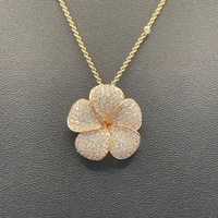 Ladies 9ct Rose Gold Belcher Link Necklace & Natural Diamond Flower Pendant