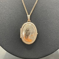 Ladies 9ct Rose Gold Curb Link Necklace & Oval Locket Pendant