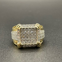 Mens 9ct Yellow Gold Natural Diamond Cluster Ring