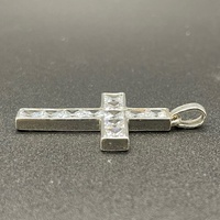 Ladies 925 Sterling Silver Cubic Zirconia Cross Pendant