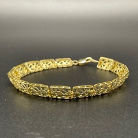 Ladies 10ct Yellow Gold Fancy Filigree Link Bracelet