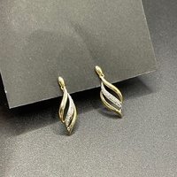 Ladies 9ct Two Tone Gold Dangle Earrings