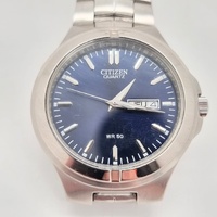 Citizen Mens Watch 1102-S068045 Blue Dial Day Date Stainless Steel Quartz 39mm