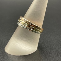 Ladies 9ct Three Tone Gold Natural Diamond Multi Row Ring