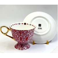 T2 Pink Moroccan Fine Bone China Tea Cup Set with Gold Accents
