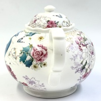 Summer River Flora Peacock Teapot Floral Gold Detail Decorative