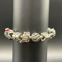 Ladies 925 Sterling Silver Pandora Snake Link Charm Bracelet