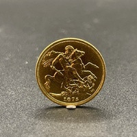 Unisex 22ct Yellow Gold Sovereign 1875 Queen Victoria Coin