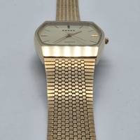 Reble Womens Quartz Watch Gold Square Case Stainless Steel Mesh RM7514
