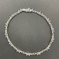 Ladies 925 Sterling Silver Fancy Link Purple Gemstone Bracelet