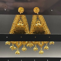 Ladies 21ct Yellow Gold Dangle Triangle Drop Earrings