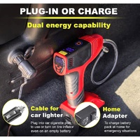 Bullseye Pro Max Deluxe Tire Inflator Portable Air Compressor Red