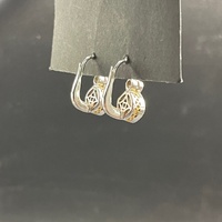 Ladies 18ct White Gold Pink Stone Drop Earrings