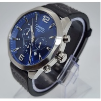Chisel 5827031 Mens Chronograph Watch Blue Dial Black Leather 100m WR