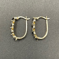 Ladies 9ct Yellow Gold Diamond & Sapphire Oval Hoop Earrings