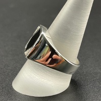 Mens 925 Sterling Silver Black Stone Ring