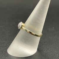 Ladies 10ct Yellow Gold Natural Diamond Cluster Ring