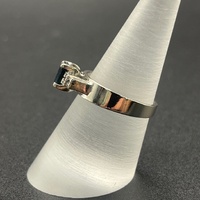 Ladies 18ct White Gold Blue Sapphire & Diamond Ring