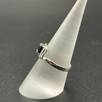 Ladies 9ct White Gold Blue Sapphire & Diamond Ring