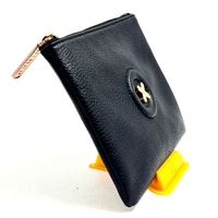 MIMCO 60252642 Day Dream Black Leather Wristlet Clutch Pouch Rose Gold Zip