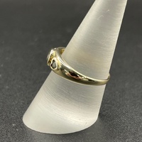 Ladies 9ct Yellow Gold Blue Gemstone and CZ Ring