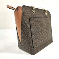 Calvin Klein Hailey Tote Bag H0GAJCR2 Brown Khaki Caramel Chain Zip