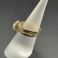 Ladies 9ct Yellow Gold Diamond Triple Ring Set