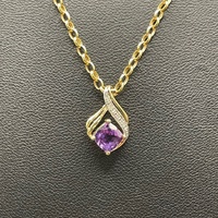 Ladies 9ct Yellow Gold Belcher Link & Purple Pendant