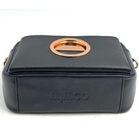 Mimco 60250329 Serene Crossbody Bag Black Pebbled Leather Rose Gold