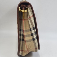 Vintage BURBERRY Haymarket Check Coated Canvas Crossbody Saddle Bag Authenticated
