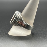 Mens 925 Sterling Silver Ruby Red Stone Ring