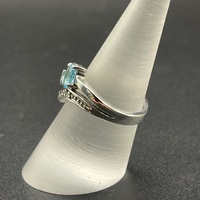 Ladies 925 Sterling Silver Blue Stone & Opal Ring