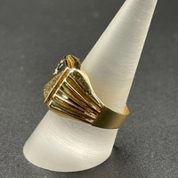 Mens 18ct Yellow Gold Diamond Signet Ring