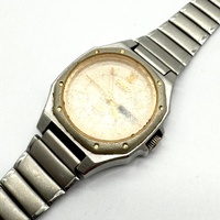 Seiko Quartz Octagonal Mens Day Date Champagne Dial Steel Bracelet