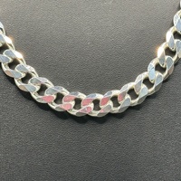 Mens 925 Sterling Silver Chunky Curb Link Necklace