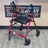 Aidacare Aspire Foldable Rollator Walker Seat Red 130kg Weight Limit