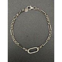 Ladies 925 Sterling Silver Paperclip & Belcher Link Bracelet